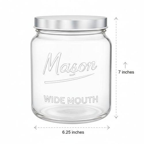 Kitchentoolz 64 oz Mason Jars Wide Mouth 2-Pack – Half Gallon Glass Jar with Lid – Large Mason Jars with Lids for Food Storage, Canning, and Fermenting