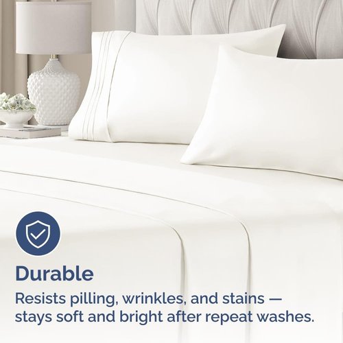 King Standard Pillow Cases - Soft Hotel Quality Covers for Comfy Bedding | 4 Piece Set in Antique White
