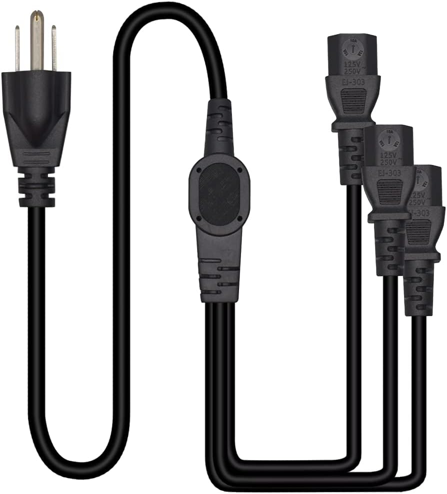 Toptekits 5-15P 3X C13 C13 3 (6ft/2m, 5-15P 3XC13) Computer Power Splitter Cord, NEMA to - Y-Cable, Power Cord Y