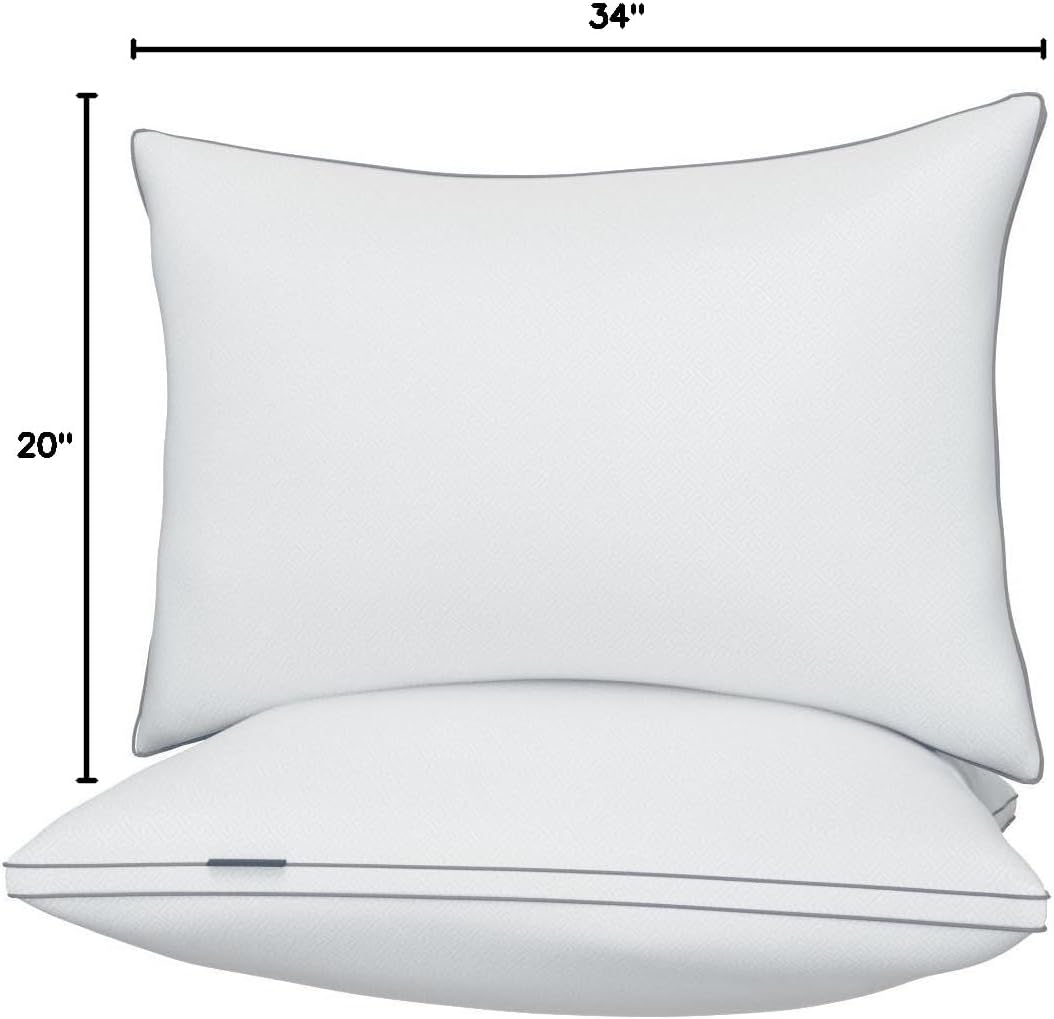 Viewstar Bed Pillows - Hotel Quality Cooling Down Alternative | Set of 2 Gusseted King Size, White