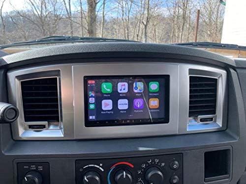 Custom Install Parts Silver Double Din Dash Install Kit w/Wiring Harness Radio Stereo Compatible with Dodge Ram