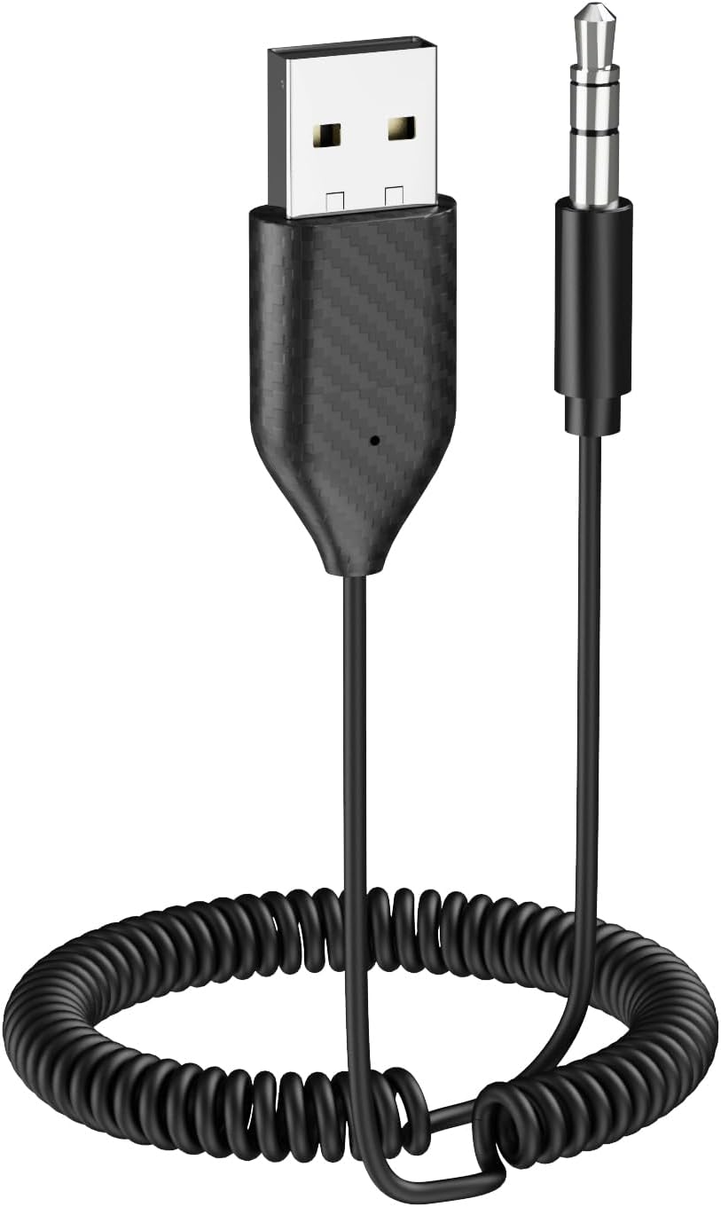 Smof 5.2 3.5mm Aux to Bluetooth Adapter Bluetooth Receiver with Built-in Microphone Aux Input for Music Streaming