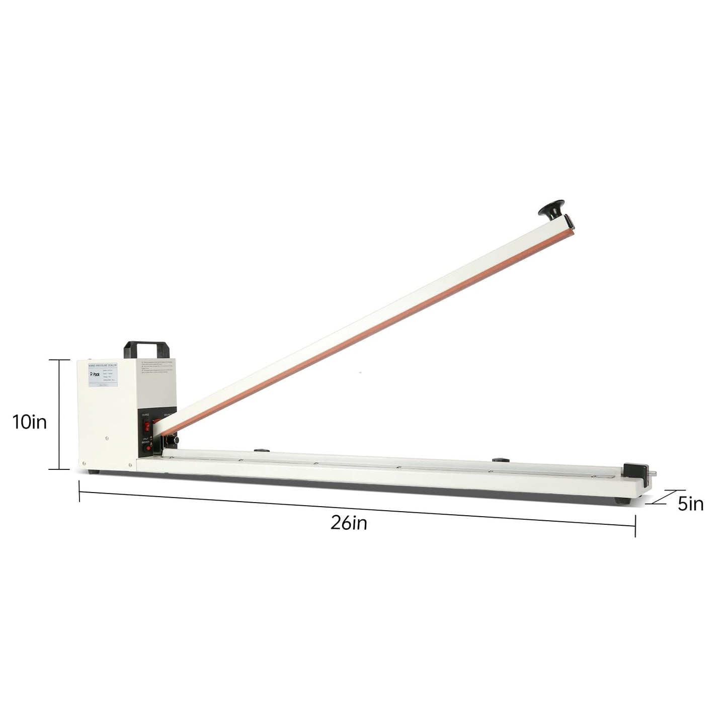 R-PACK Impulse Heat Sealer with Seal bar, Heavy-Duty Bag Sealing & Cutting Machine, 8mm Sealing Width, 1 Extra Replacement (white, 36 inch)