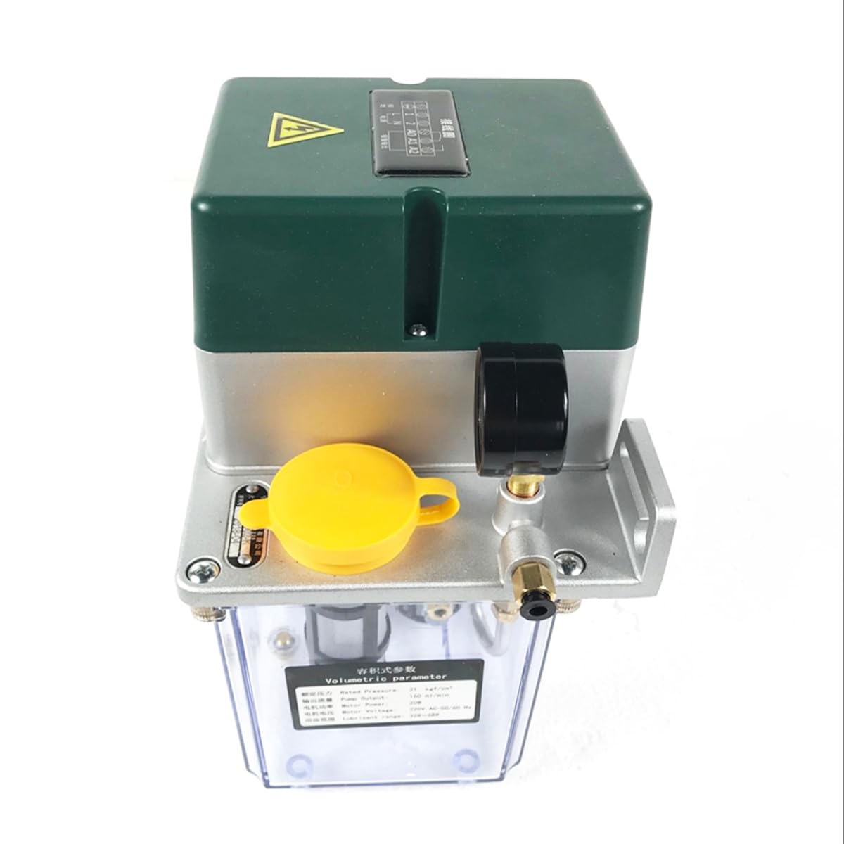 INTBUYING 110V Automatic Lubricating Oil Pump with Pressure Gauge Automatic Lubricating Pump CNC Oil Pump with 2L Reservoir Capacity for Punching Lathe Cutting Milling Machine