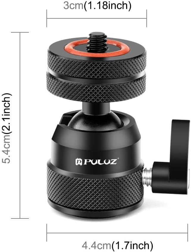 LOPURS 1/4" 360 5.5lb 360 Mini Ball Head, Tripod Head with hot Shoe, Rotatable Ball Heads Camera Mount Adapter, Max