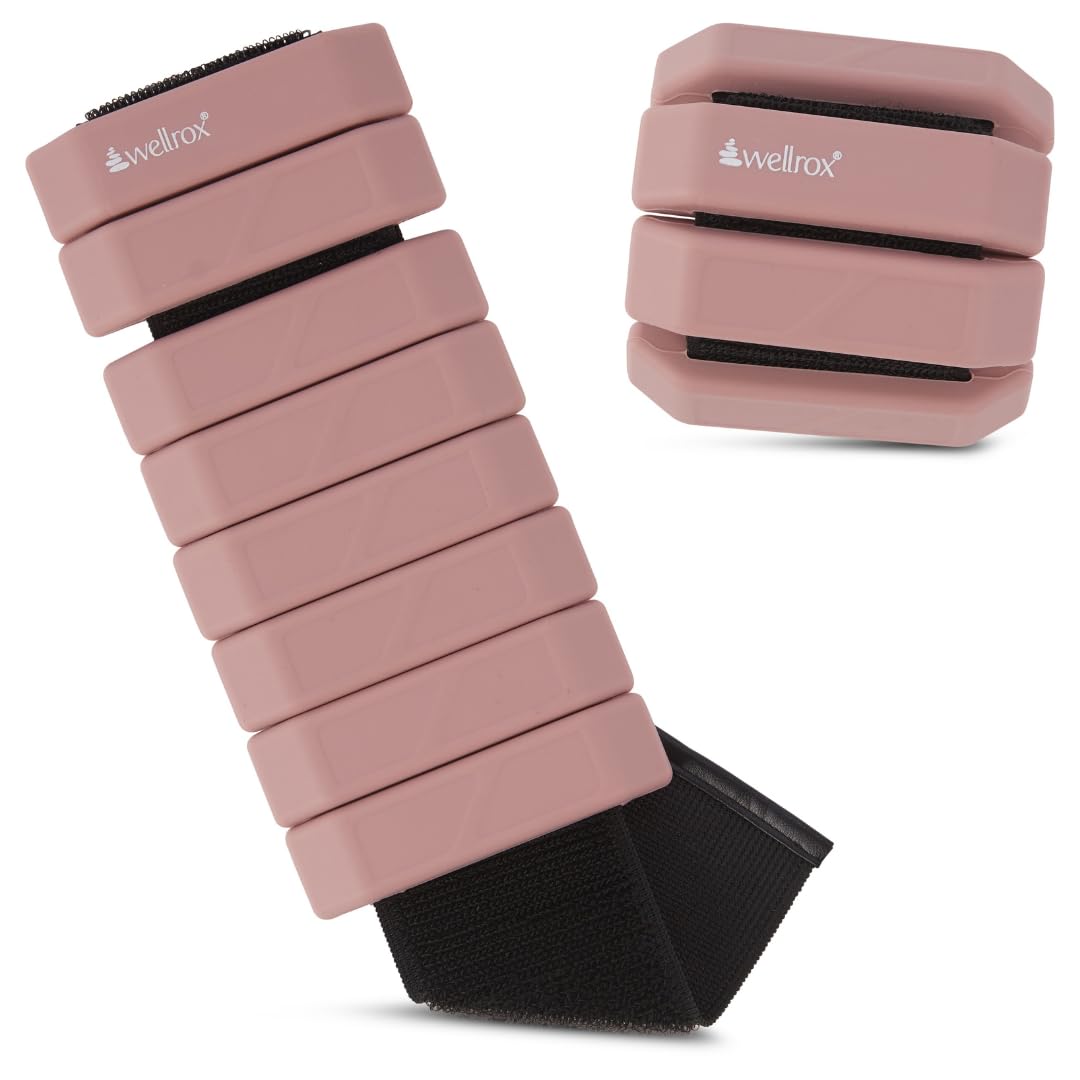 Wellrox Weighted Bangles Comfort Edition - 2.4lb (1.2lb Each Wrist Weight) Adjustable Ankle and Wrist Weights for Women & Men - Arm Weights For Walking, Pilates & Yoga