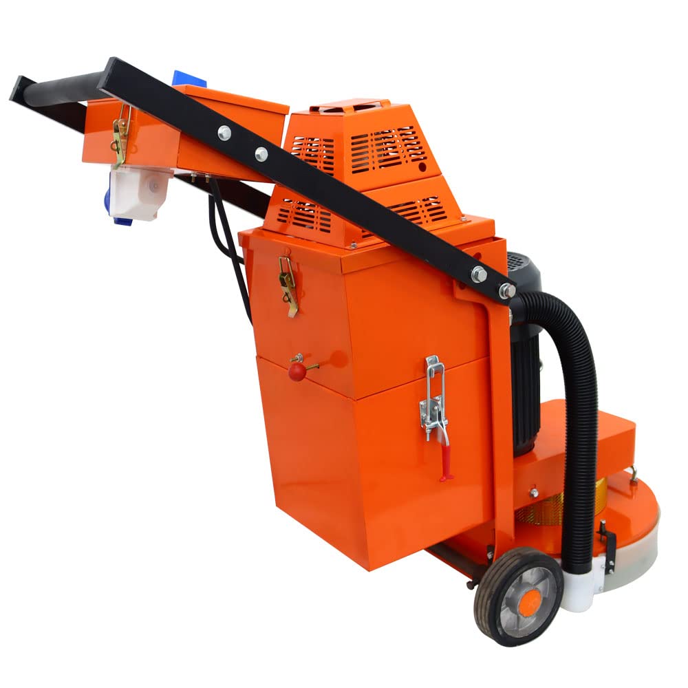 INTSUPERMAI Concrete Floor Polisher Hand-push Concrete Grinding Machine Cement Ground Grinder Floor Grinder Ground Polishing Machine for Restore New and Old Ground Vacuum Dust with Built-in Fan 220V