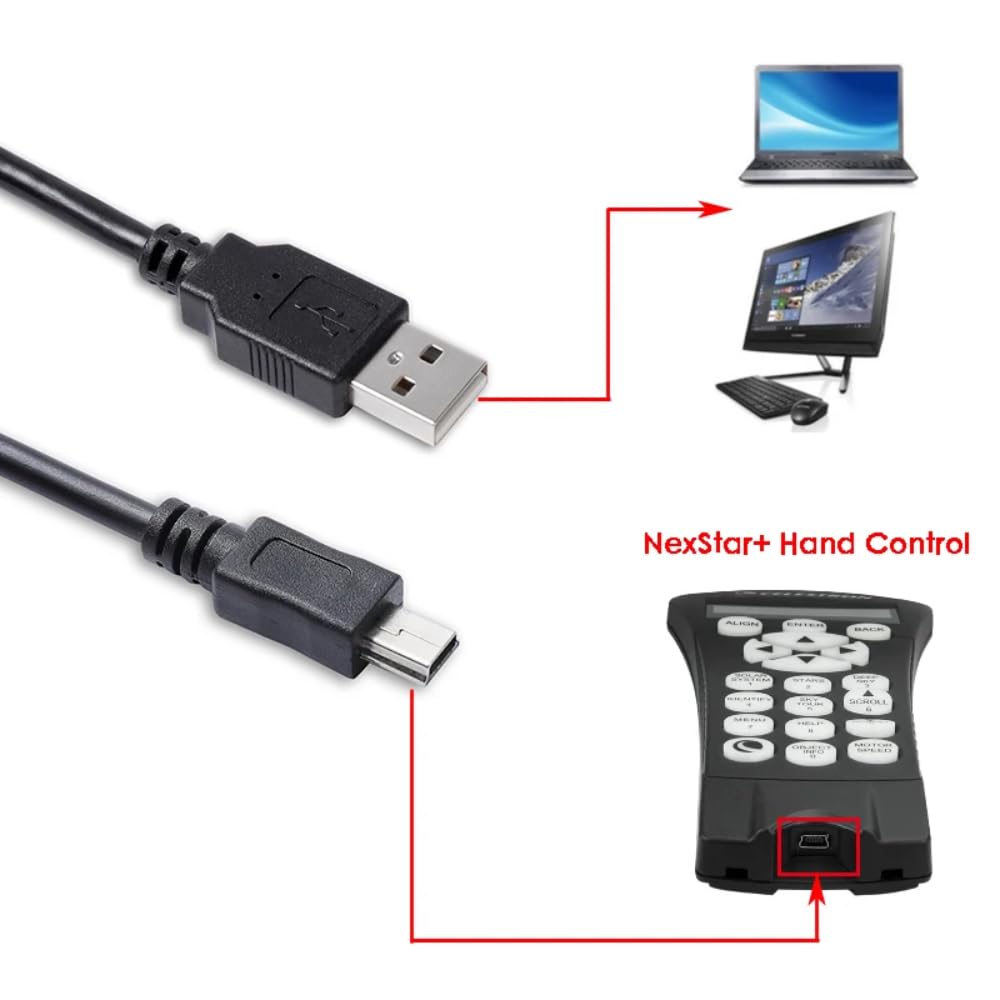 Teykst 2.0 Telescope,1.8m USB Type A Male to Mini USB Type B Cable Firmware Update Cable for Celestron Nexstar