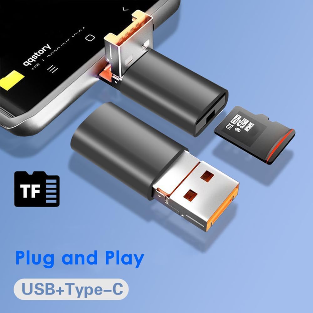 Mepsies 2-in-1 Micro SD Card Reader, USB C to SD Card Reader, USB and Type C TF Memory Card Reader, USB OTG Card Reader