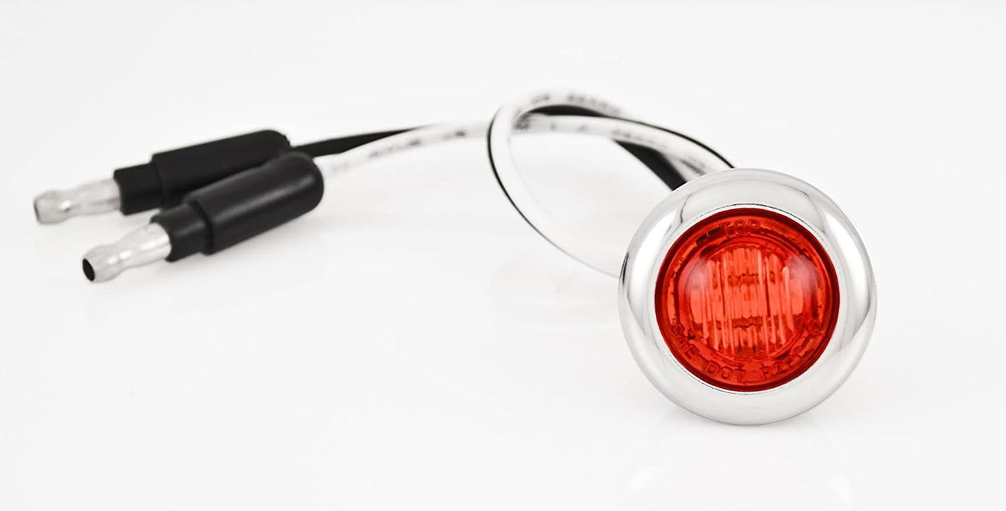 All Star Truck Parts 3 LED Chrome Ring Indicator Light 3/4in Red Model ASTP2923R5 Sealed Waterproof for Truck RV Bus Trailer