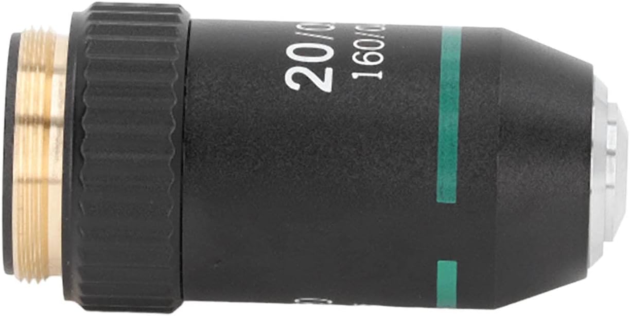 FILFEEL 20X 0.40 Microscope Objective Lens, Brass Chrome Plated Achromatic Objective, Spring Device, Numerical
