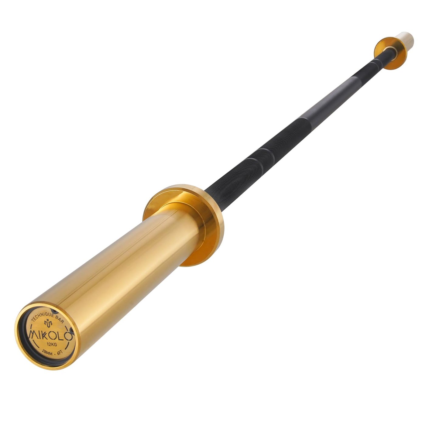 Mikolo 7ft Olympic Barbell, Barbell for Weightlifting and Powerlifting 45lb, Olympic Bar for 1500lbs Capacity, Weight Bar Fit 2” Standard Weights (6ft,Gold)