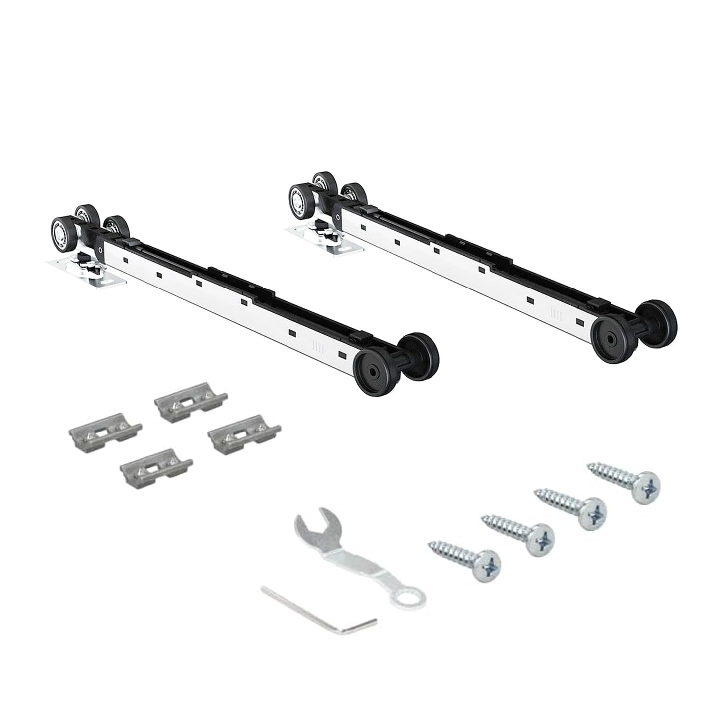 JUBEST Bypass Sliding Door Hardware 48", Aluminum Bypass Wardrobe Closet Door Hardware Set with 88LBS Two-Way Soft Close Mechanism, Smoothly and Quietly, for 2 Door System, Easy to Install