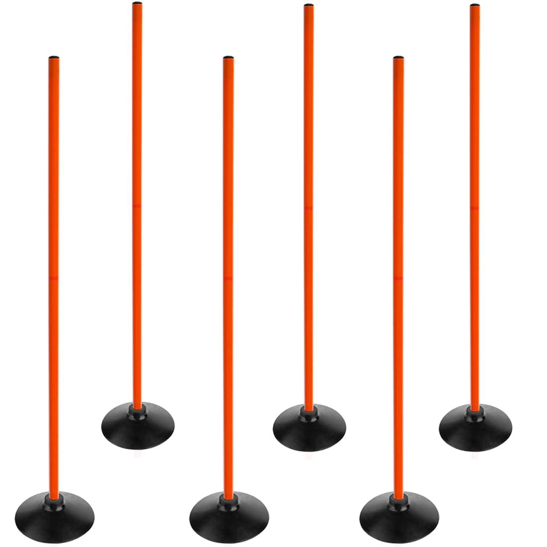 ASENVER Orange Soccer Agility Poles Set Detachable Sports Trainning Speed Pole Slalom Poles with Rubber Base Sport Traning Equipment (4.9 FT, Pack of 6)