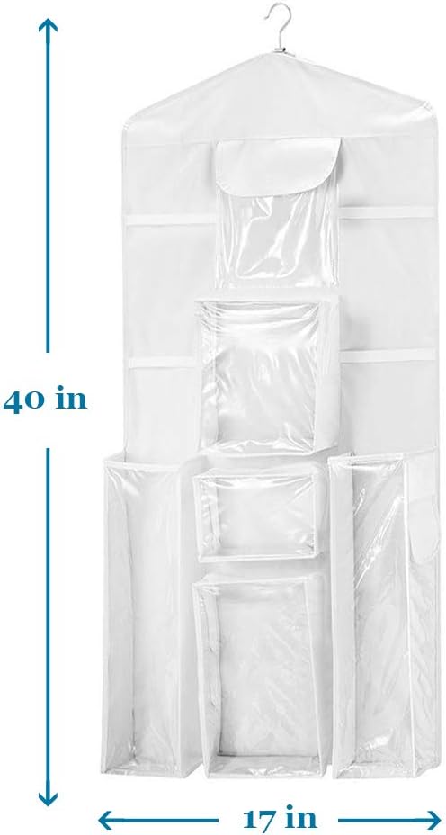 ProPik Wrapping Paper Storage Organizer - Double-Sided Design with Multiple Pockets | Fits 40-Inch Rolls (White)