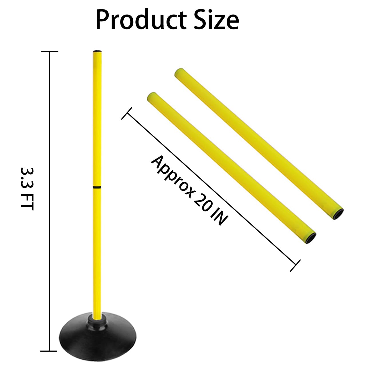 ASENVER Soccer Agility Poles Set Detachable Sports Trainning Speed Pole Slalom Poles with Rubber Base Sport Traning Equipment (3.3 FT, Pack of 12)