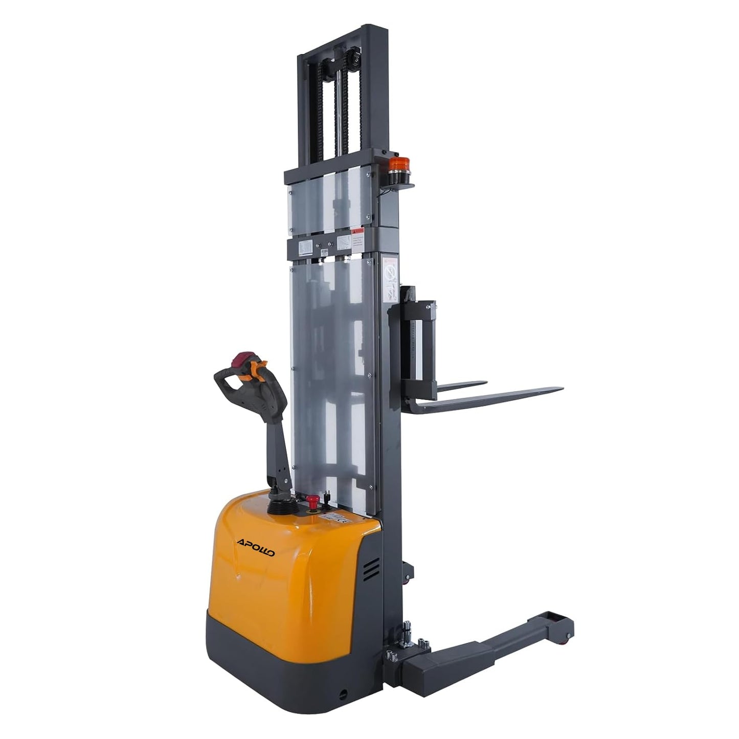 APOLLOLIFT Full Electric Stacker, 3300 lbs Capacity 118" Lift Height Powered Walkie Forklift Stackers with Straddle Legs, Power Drive and Lift Material Lift with Adjustable Forks
