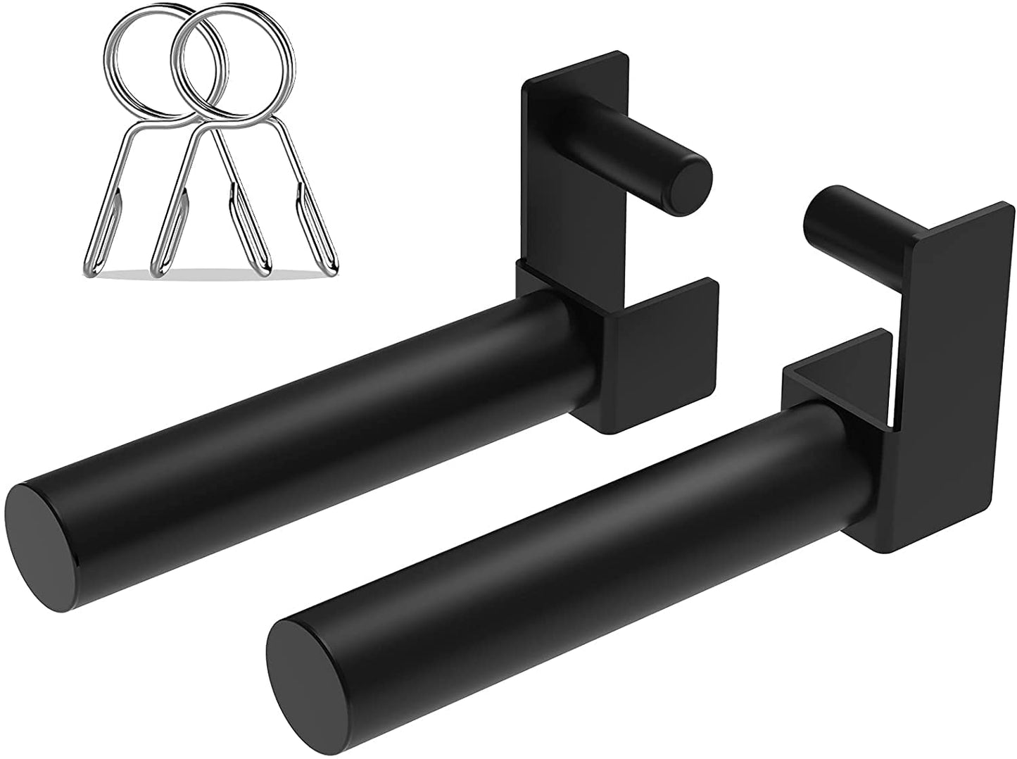 Balelinko Multi Grip Set of 2, Barbell Rack Holders Dip Grip Handles, Dip Bar Attachments for 2" x 2" Tube Power Cage, Bonus a Pair of 2" Spring Clip Collars Rings, Black