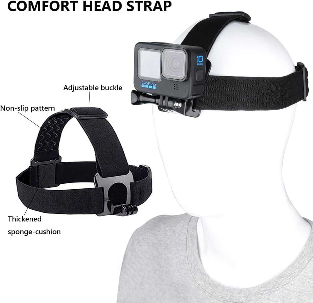 TANSUO Chest Mount Strap Harness Head Strap, Quick Release Chesty Body Mount with Phone Clip, Head Strap+Chest Strap