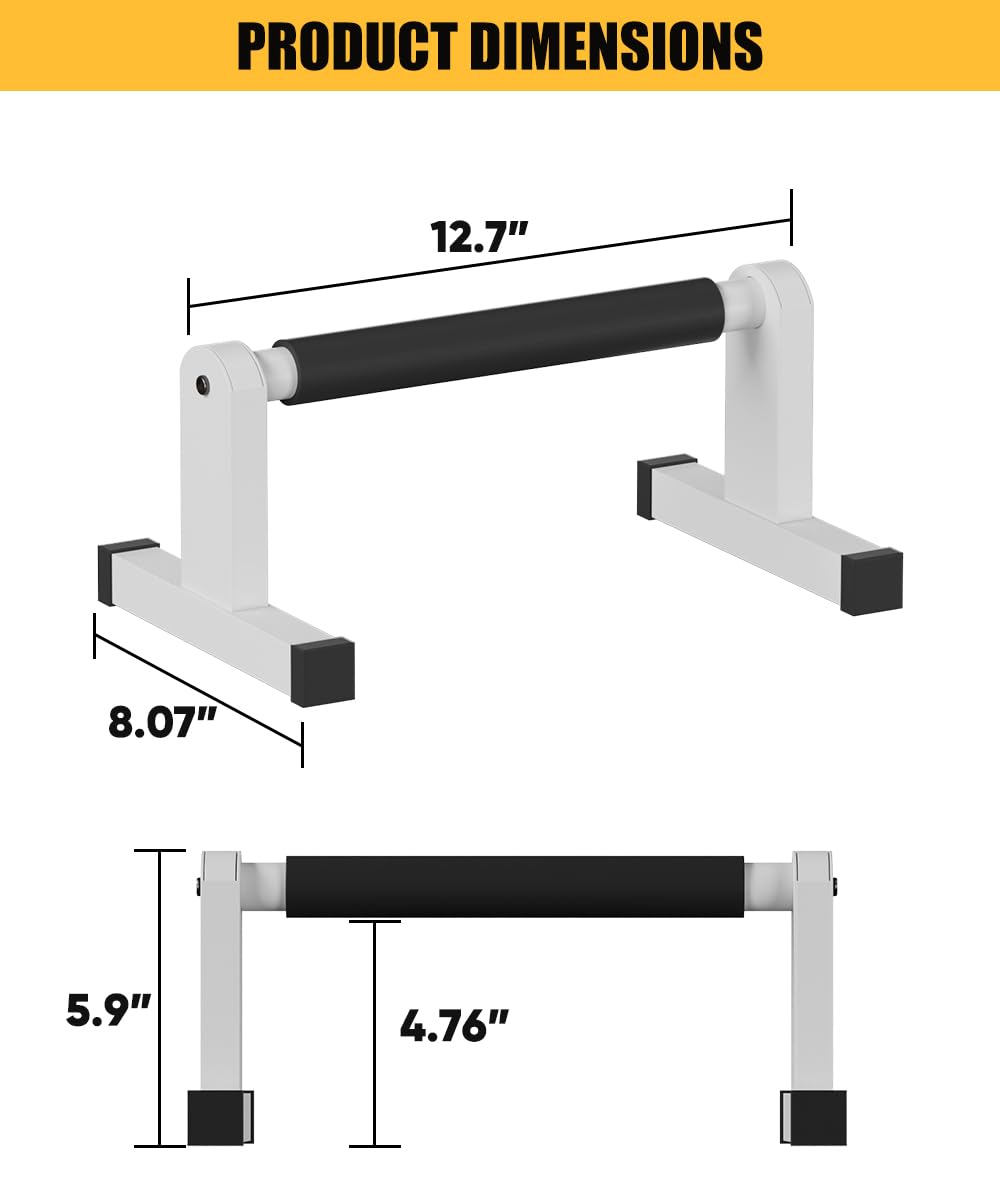 Fiwithy Push Up Bars, Heavy Duty Parallettes Dip Bar with Non-slip Grips for Calisthenics Planche L Sit Handstand Fitness Floor Workout, Pushup Station Handles Stand for Gym Strength Training, White