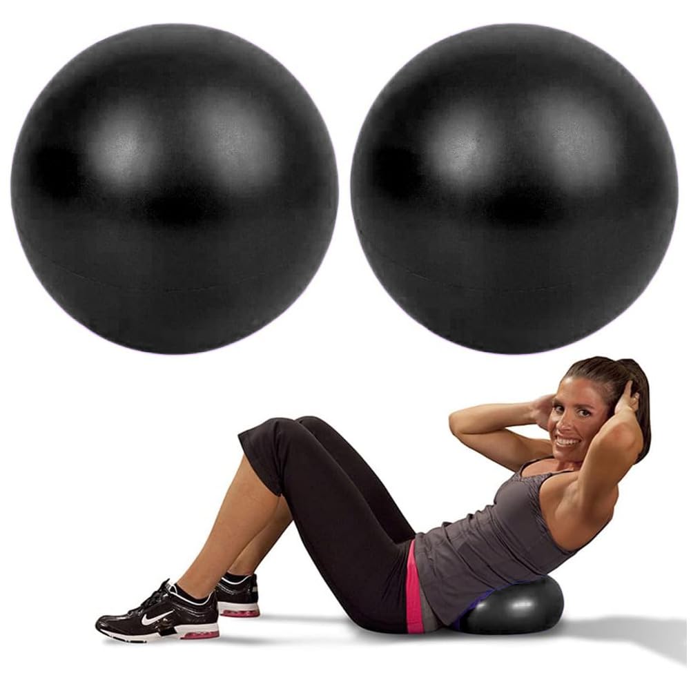 Alsurea 2 Pack Exercise Balls, 8-9 Inch Mini Pilates Yoga Balls, Anti-Burst Small Fitness Balls for Pilates, Yoga, Core Training and Physical Therapy, Improves Balance (Black)