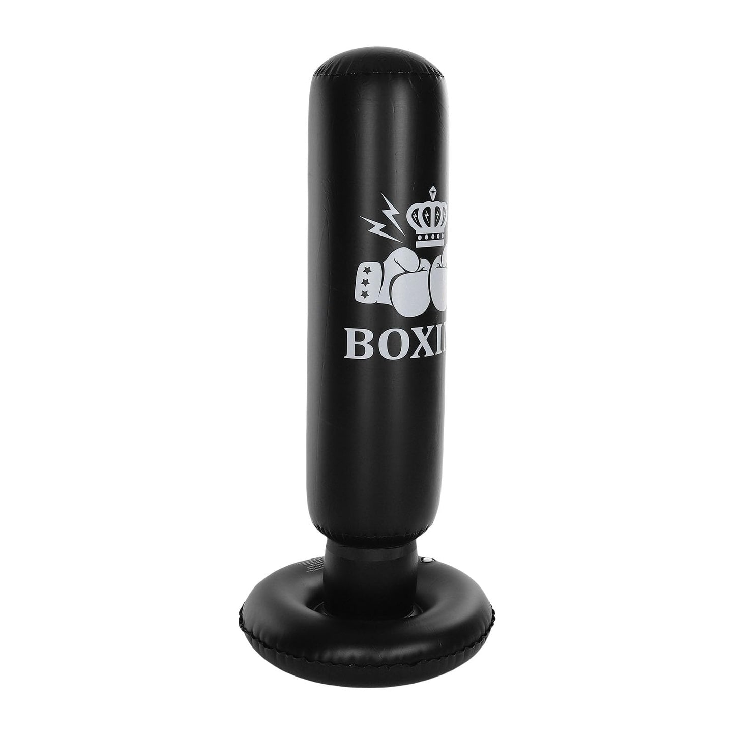 ALIESTFDNO Punching Bag Boxing Bag Kids Punching 63in Inflatable Freestanding Dummy, Foldable Boxing Equipment Toy for Karate Taekwondo MMA Training Indoor Outdoor (Black)