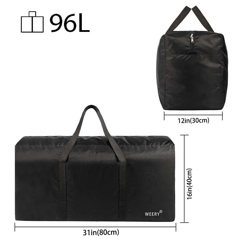 WEERY Extra Large Duffle Bag,96L Lightweight Travel Bag, Foldable Waterproof Duffel Bag for Men Women,Black