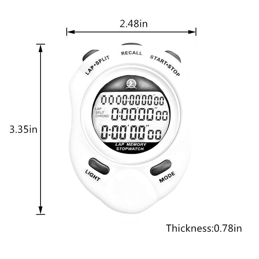 Stopwatch Timer, Digital Stop Watch with 0.01second & 0.001second Timing, Metal 10/100/400 Laps Memory, Rolilink Large dispaly Alarm Clock for Coach Sports Running Marathon