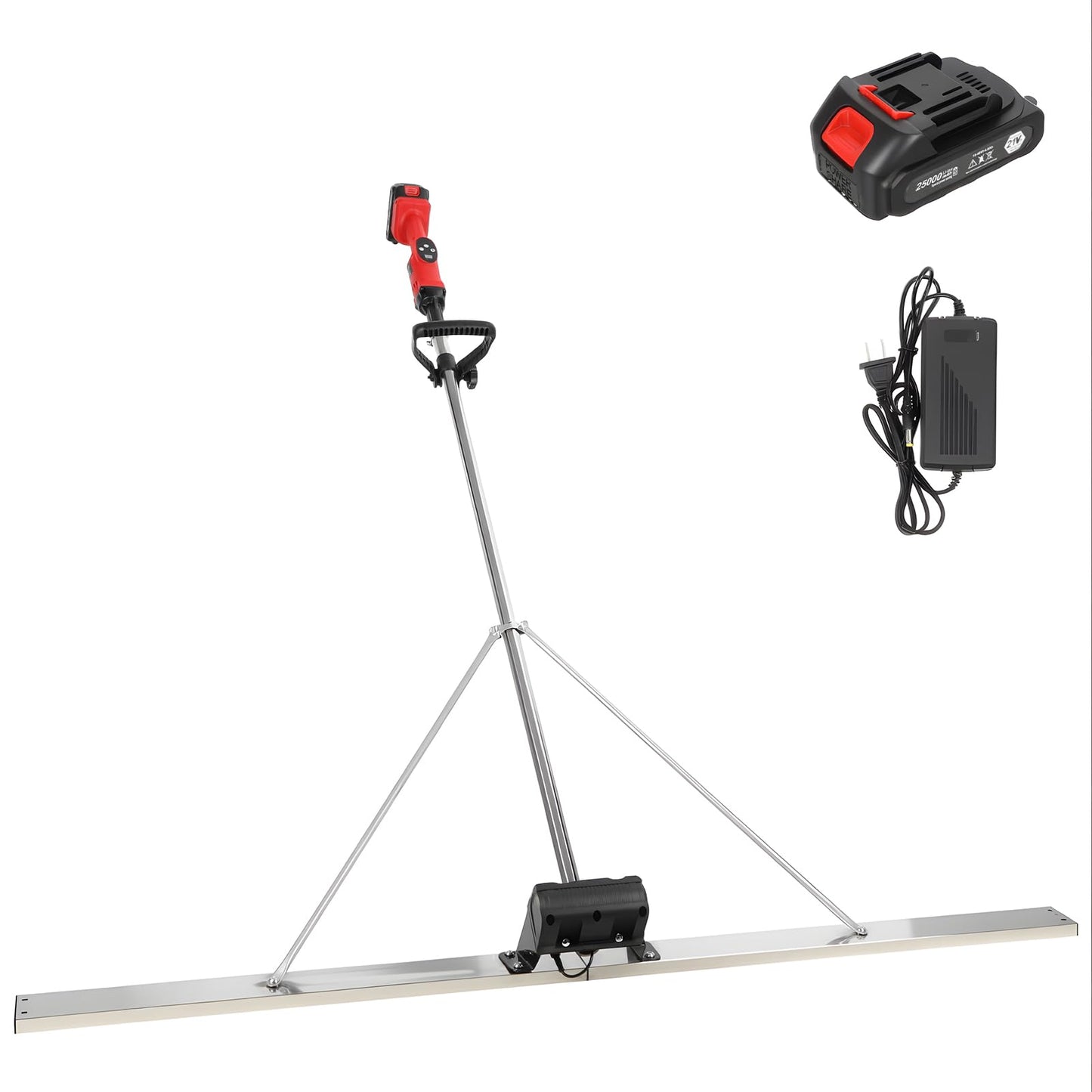 High Power Concrete Screed Vibratory Kit - Concrete Finishing Tool with 59" Stainless Steel Board, Cordless Electric Screed Cement Finishing Vibrating Machine with 4800mAh Battery, 9 Gears Adjustable