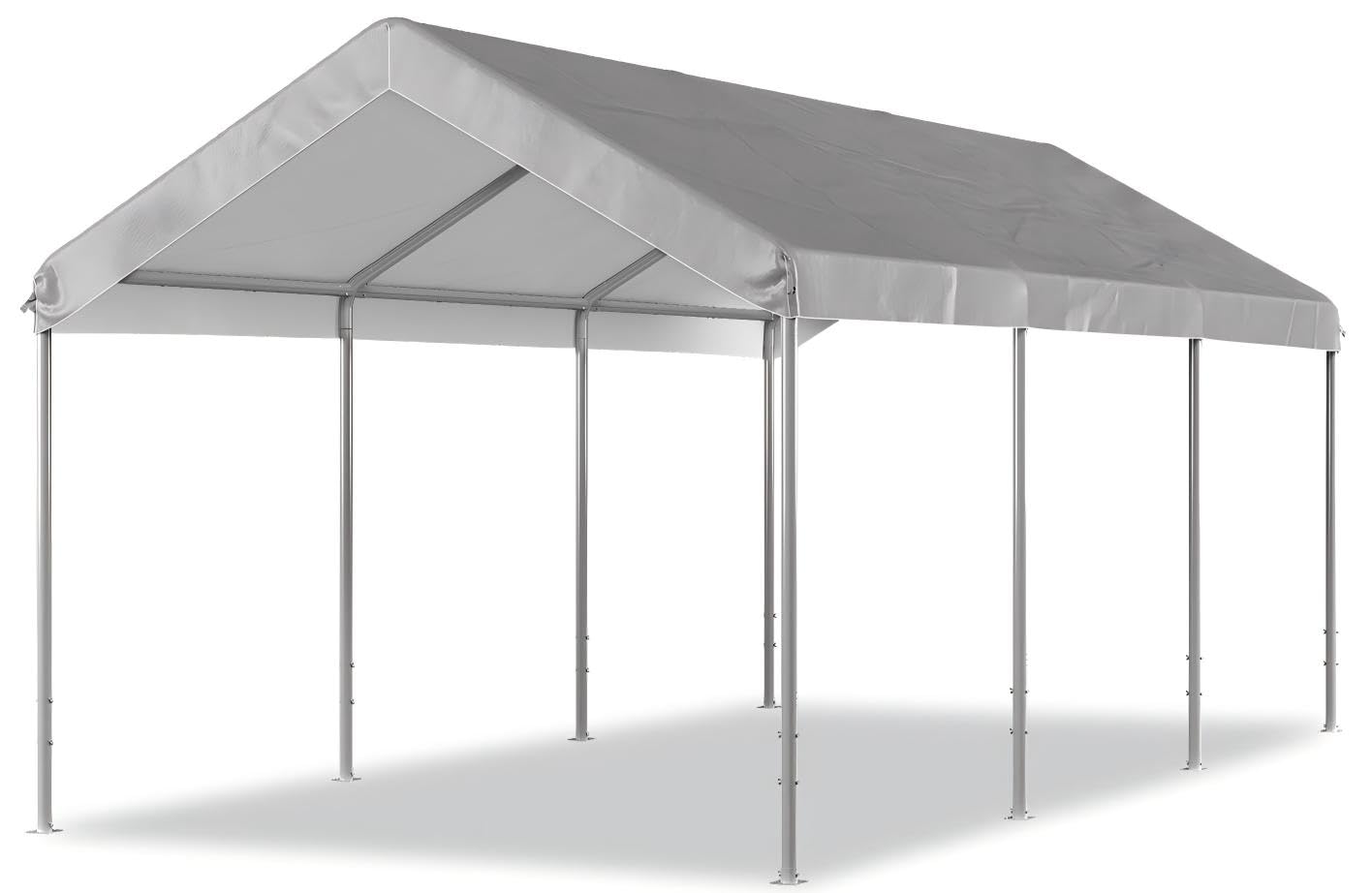 Aoxun Carport 10x20 ft Heavy Duty Carport Canopy, Adjustable Height Potable Car Canopy for Cars, Boats, Trucks, Outdoor Carport Shelter Portable Garage with Reinforced Frame, Gray