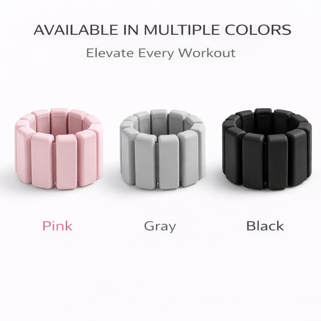 Elegance Adjustable Wrist & Ankle Weights for Women – Wearable Fitness Bracelets for Pilates, Yoga, Walking & Home Workout – Soft Silicone Weighted Bangles (1 LB Pair) (Pink)