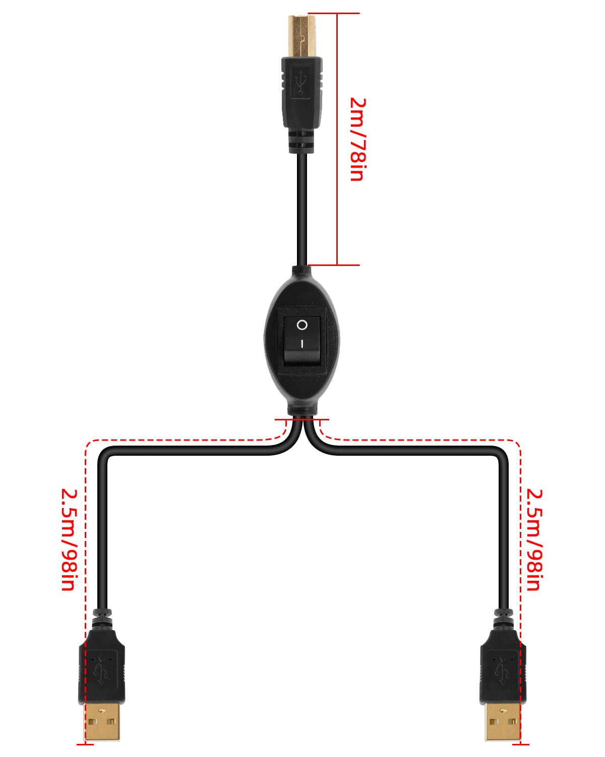 2 1 2 Printer(4.5M/14.7FT) RIIEYOCA in USB Printer Cable Splitter, USB A Male to USB B Male Printer Cable with Toggle