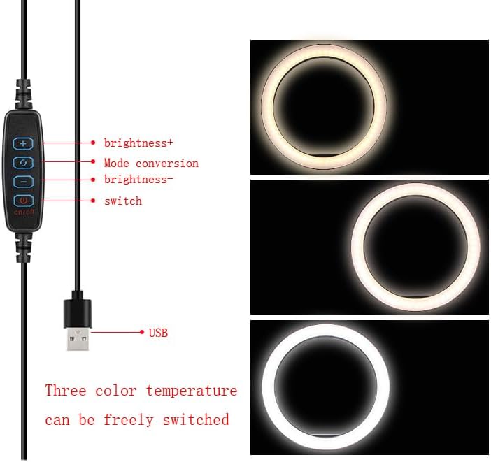 ThtRht 10'' 1/4 Ring Light Replacement Parts USB Switch Phone Holder Screw Joint Without Tripod Stand for Photography