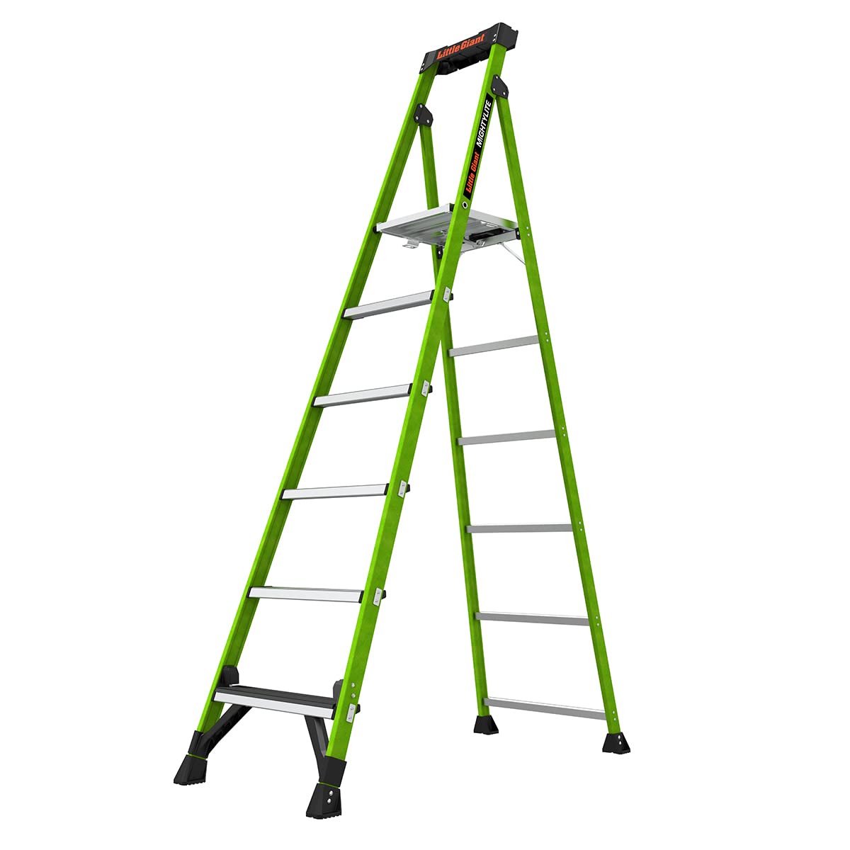 Little Giant Ladders, MightyLite 2.0, 8' Stepladder with Ground Cue, Fiberglass, Type IAA, 375 lbs Weight Rating, (15408-001), Green