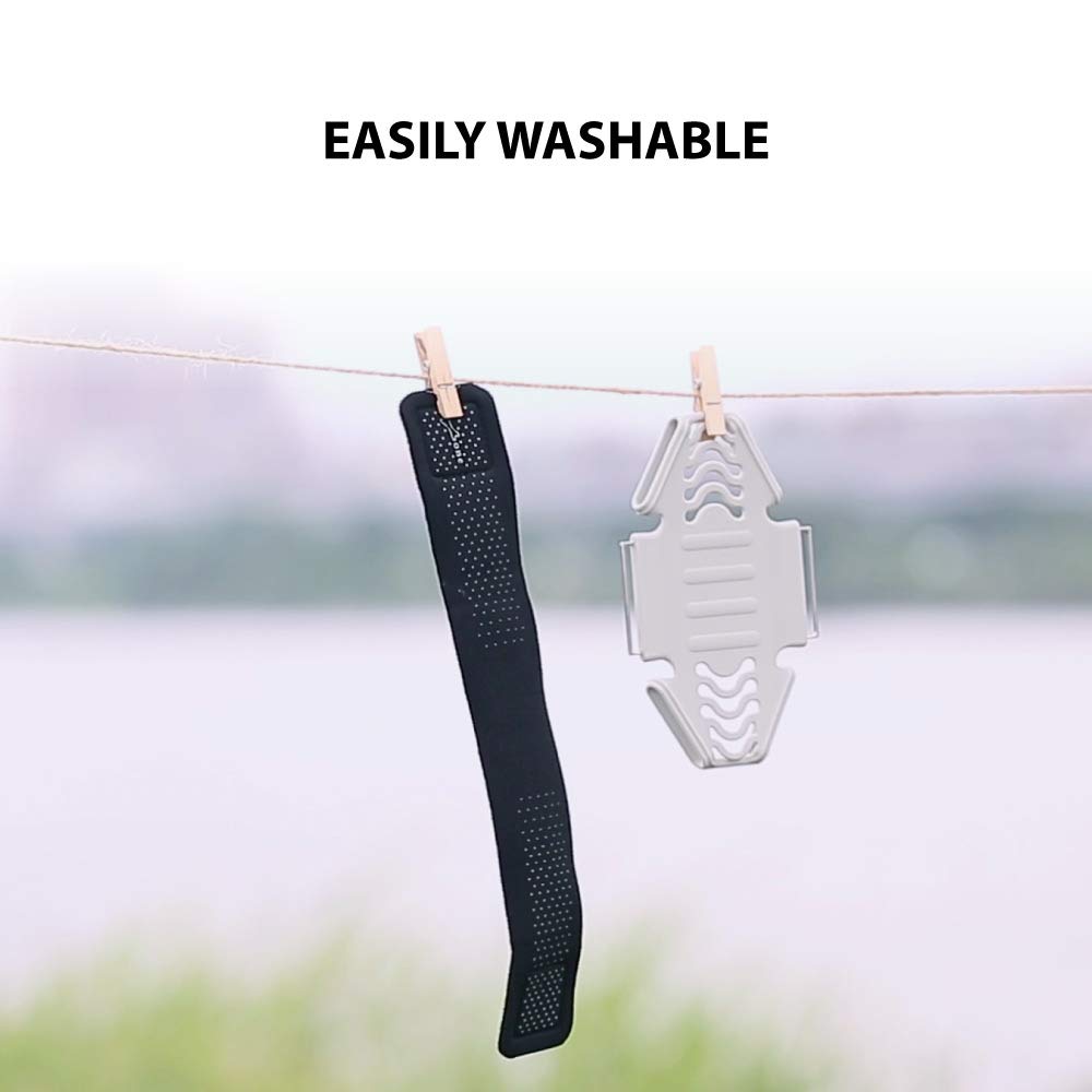 BONE Run Tie, Running Armband Phone Holder, Skin-Friendly & Washable Silicone Sport Armband, Universal Workout Phone Carrier Compatible with 4"-6.7" Smartphones (Black - Size L/Arm Size 9.8-15.7")
