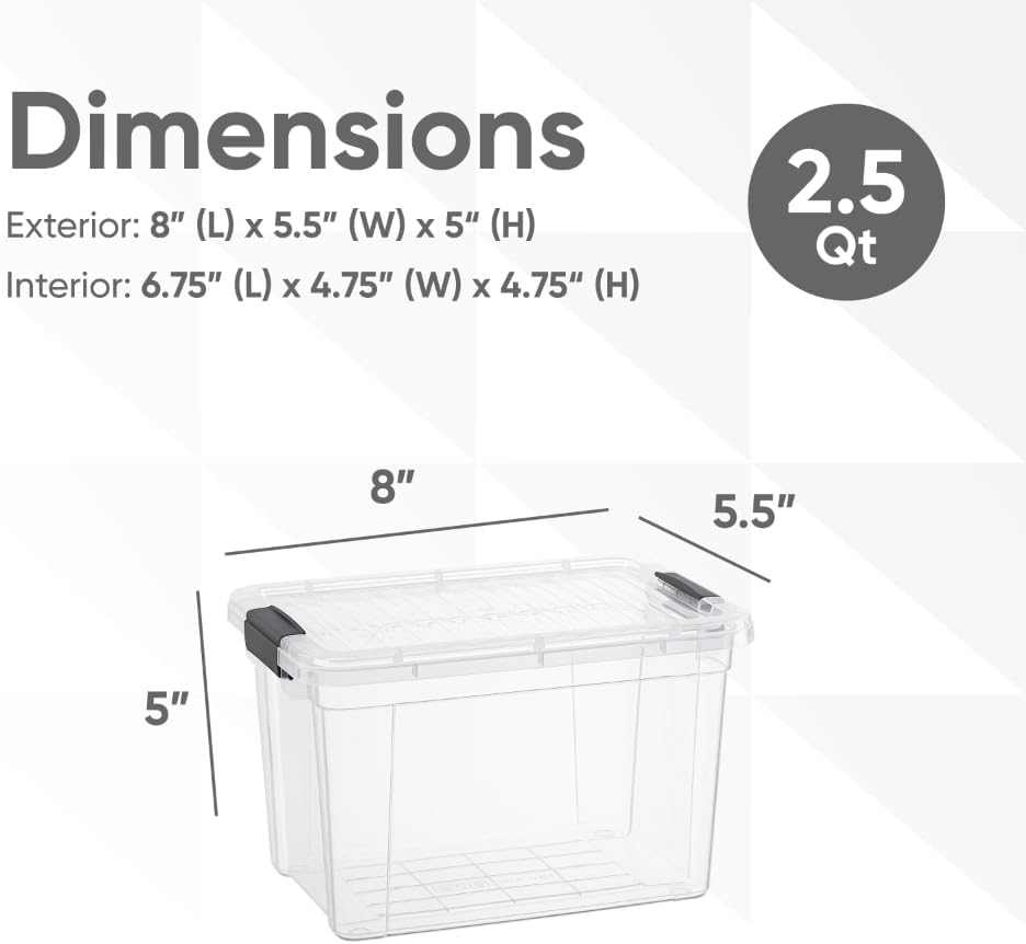 Superio Storage Bins - 10 Pack Clear Organizing Boxes | 2.5 Qt Stackable, BPA-Free & Odor-Free
