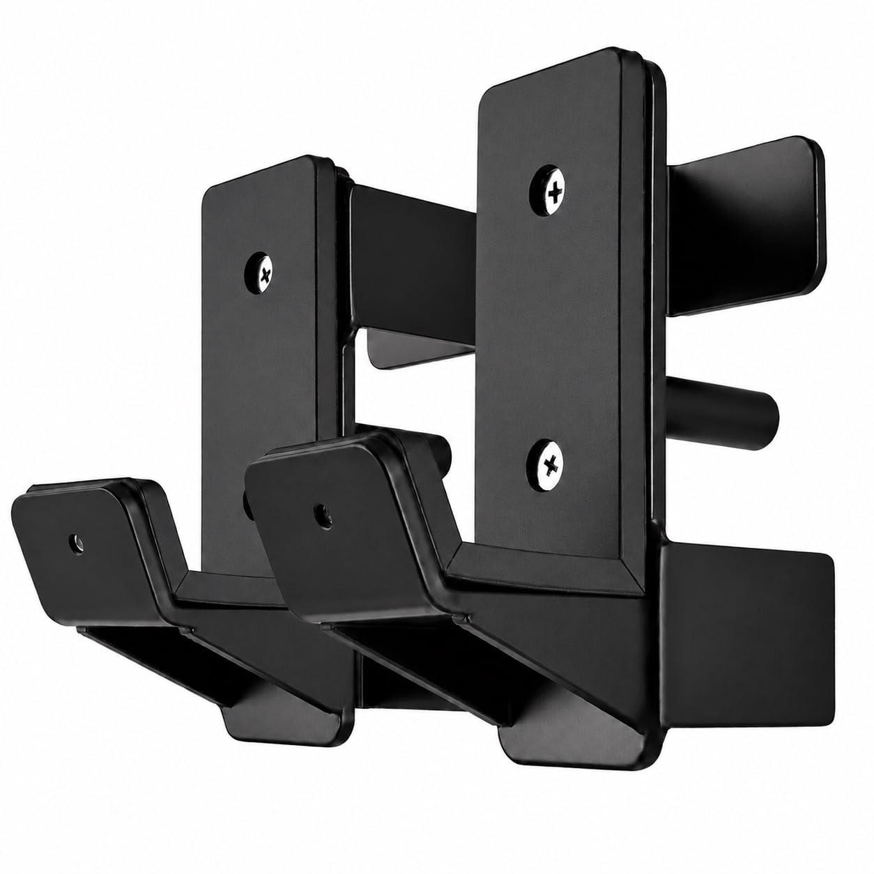 AINAFIX J Hooks for 2" x 2" Power Rack with 5/8" Hole, Rubber Pad J-Hook for Power Cage, Bottom Reinforced Steel J Cups for Squat Rack, Heavy Duty Barbell Holder, Black