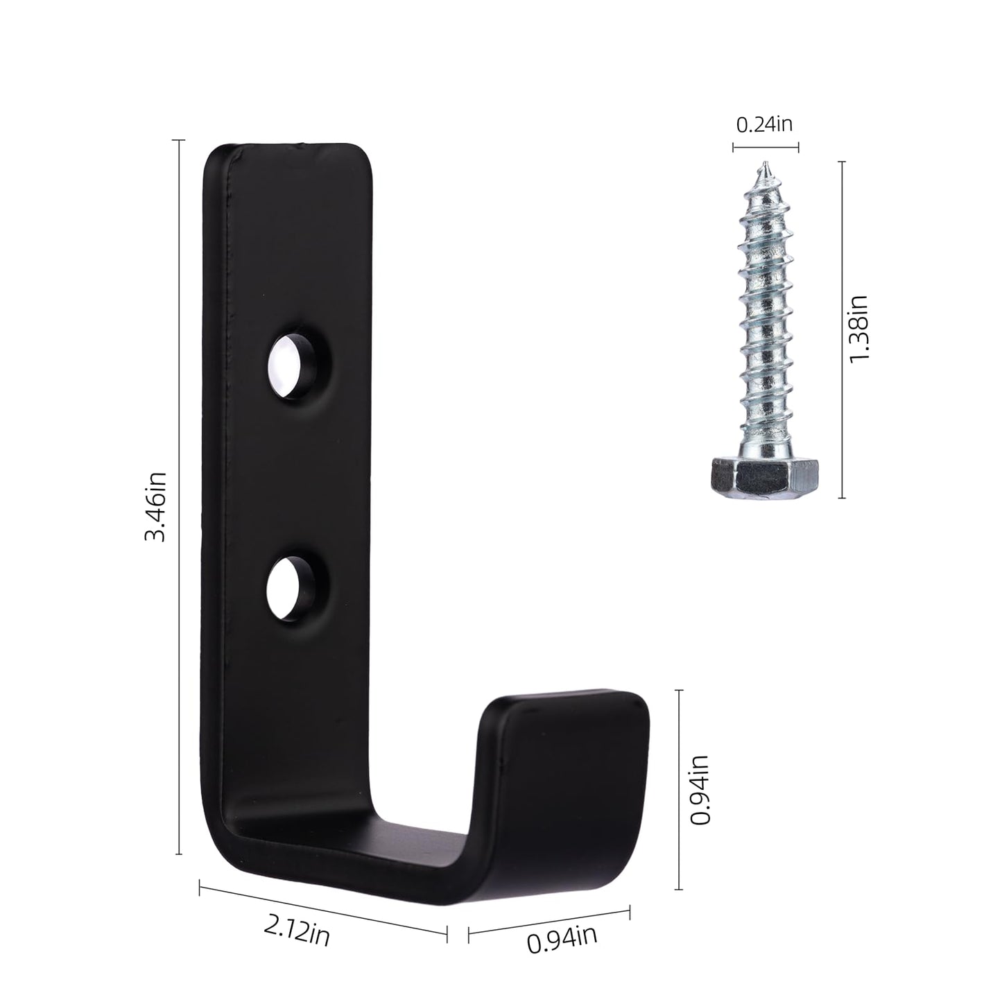 JIMMY LUCKY 4 Pcs Heavy Duty J Hooks for Hanging, Heavy Duty Garage Hooks for Hanging, Black Wall Mounted Utility Hookss, Garage Storage Hook for Hanging Extension Cords Garden Tools Clothes Keys
