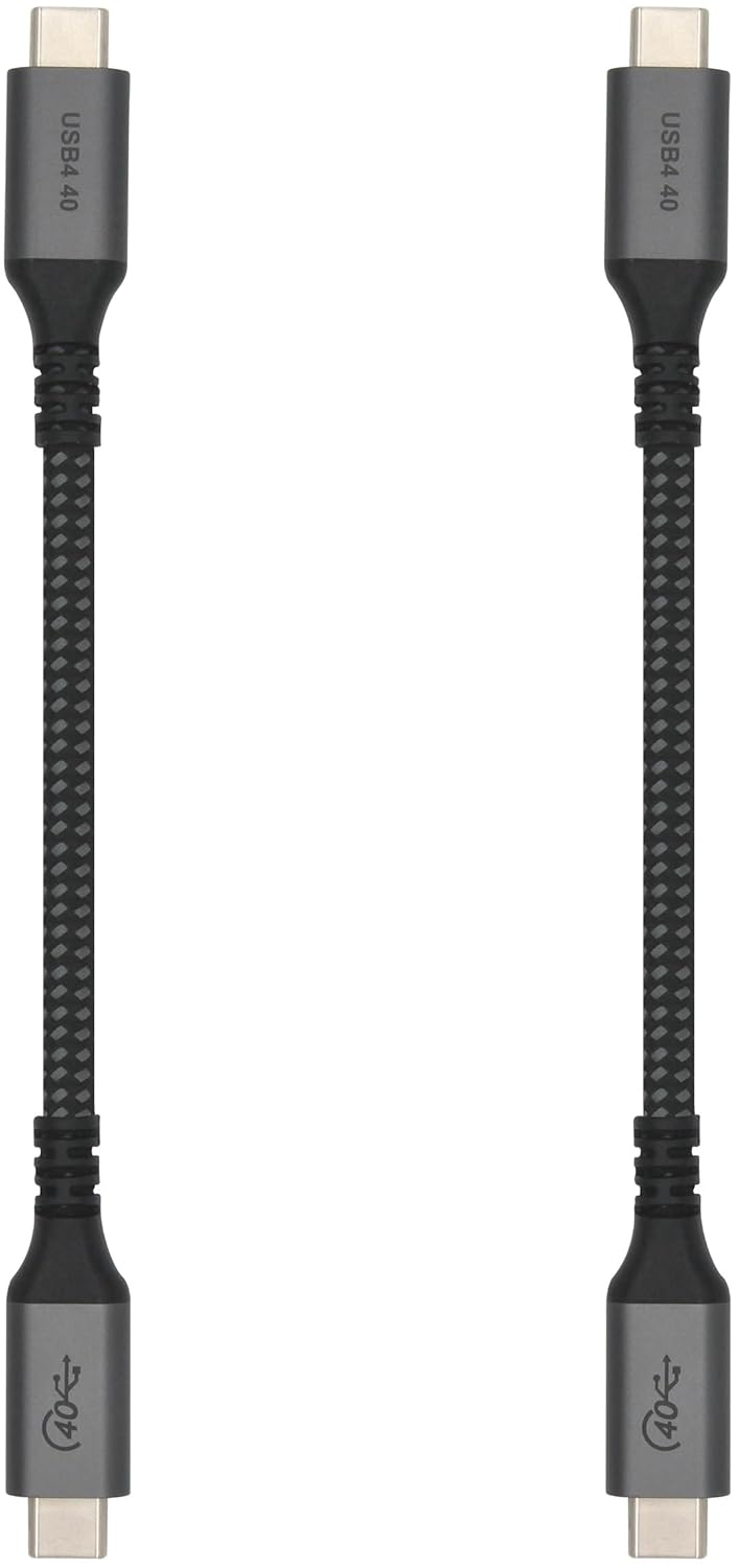 Vebner 6-Inch USB4 40Gbps 100W (20V, 5A) 3 (2-Pack) Extra Short Cable - Supports Charging - Compatible with Thunderbolt