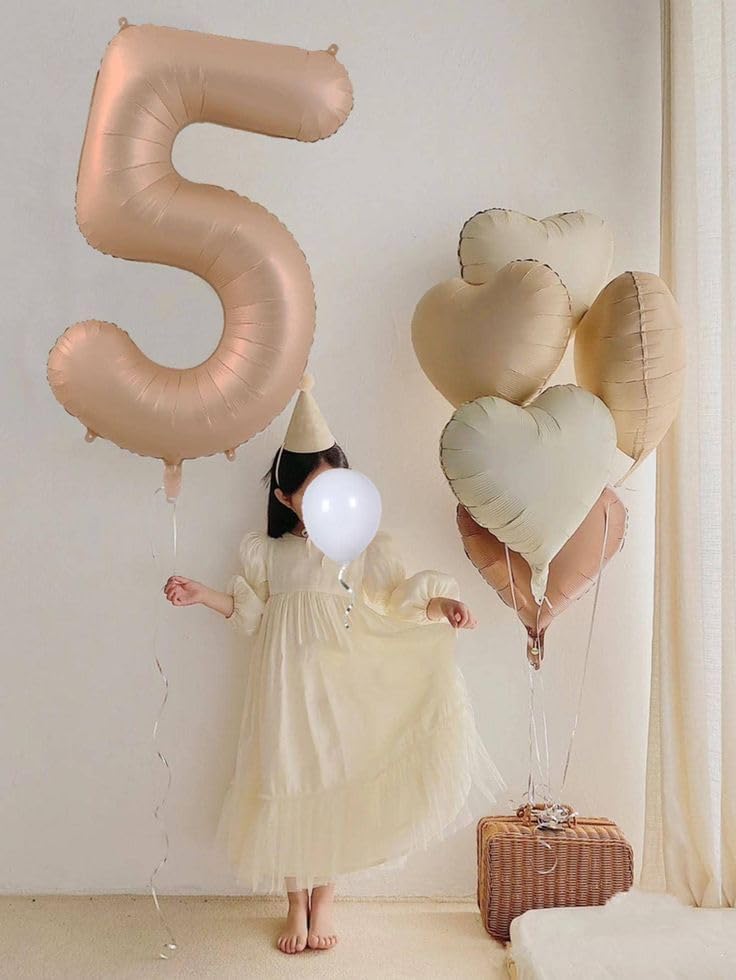 Skiennix 40-Inch Balloon Numbers | Light Brown 5th Birthday & Wedding Party Decorations