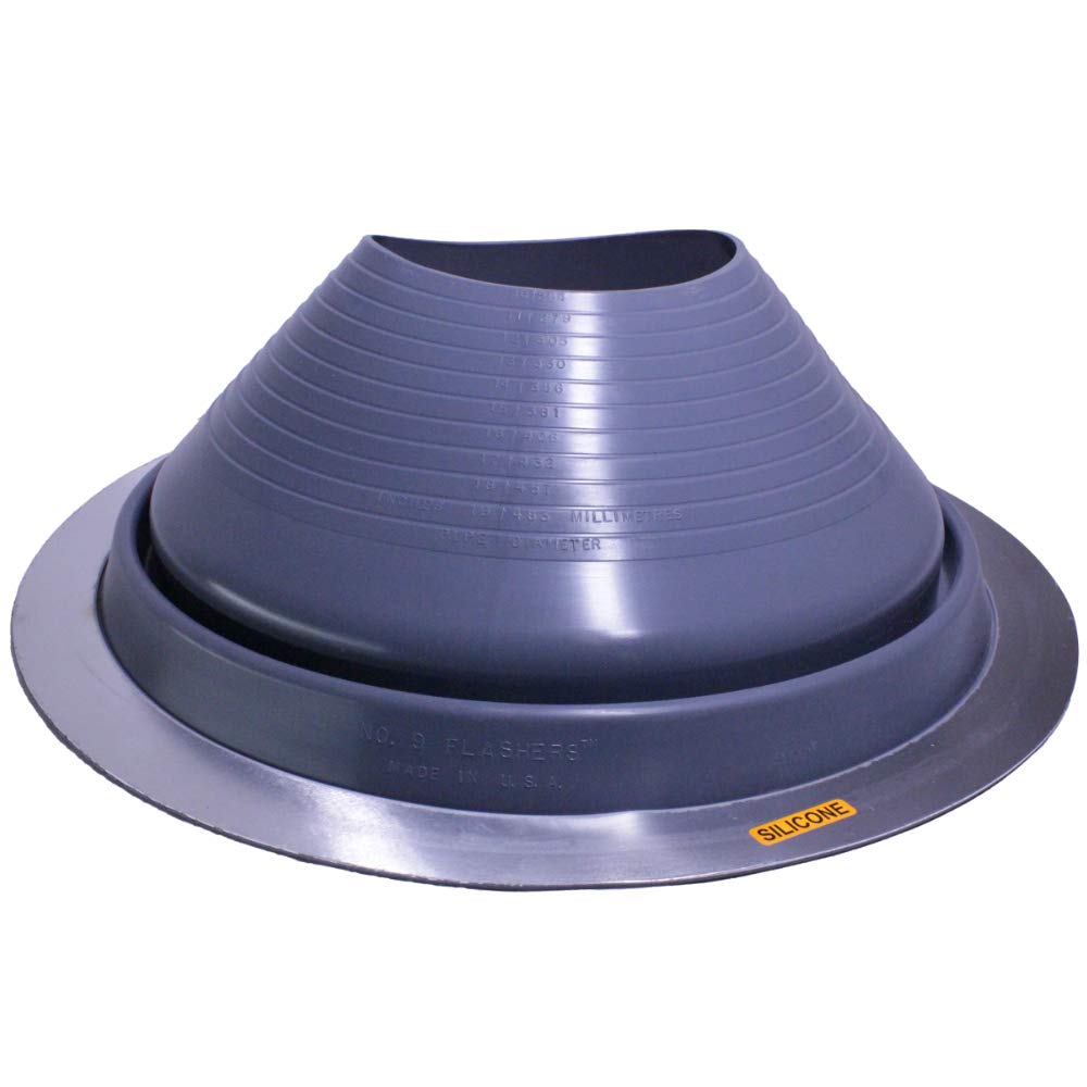 Flashers #9 Silicone Grey High Temp Round Flexible Roof Jack Pipe Boot Metal Roofing Pipe Flashing (Pipe OD 10" to 19") - 100% Made in The USA