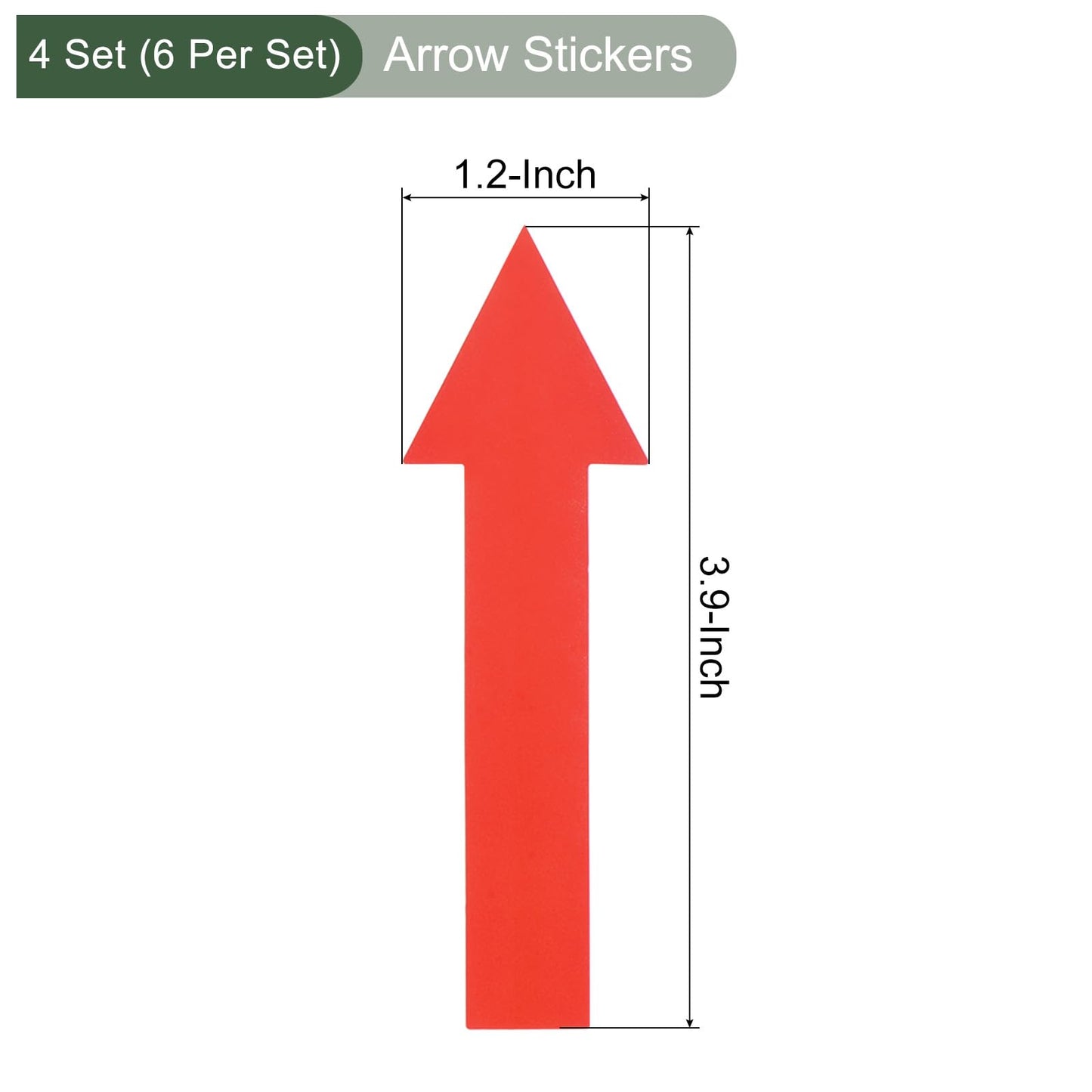 YOKIVE 4Set / 24Pcs Arrow Stickers, Directional Signs Floor Wall Decal | PVC Sticky Removable for Floor, Wall, Markers (Red, 4x1-inch)