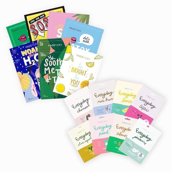 FACETORY K Beauty Face Mask Skin Care ??BEST OF 7 COLLECTION + EVERYDAY 8 HYDRATION ??Hydrating & Soothing Korean Sheet Masks ??15 Count
