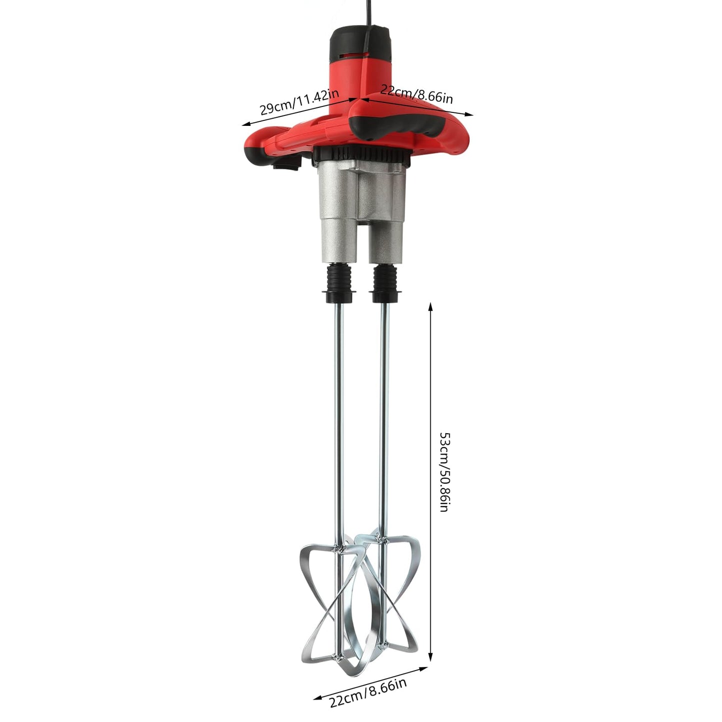 DYNAMI Double Paddle Concrete Mixer Electric Mortar Stirrer,2800W Double-handle Electric Cement Mixer,High Low 6 Adjustable Speed,for Mixing Mud, Cement, Mortar, Paint, Fodder