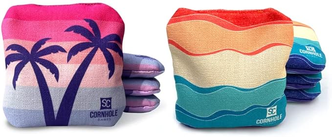 Professional Dual Sided Cornhole Bags- 16 oz 6x6 w/Premium Resin Fill - Official Tournament Slide/Stick Pro Bean Bags - Regulation/Approved