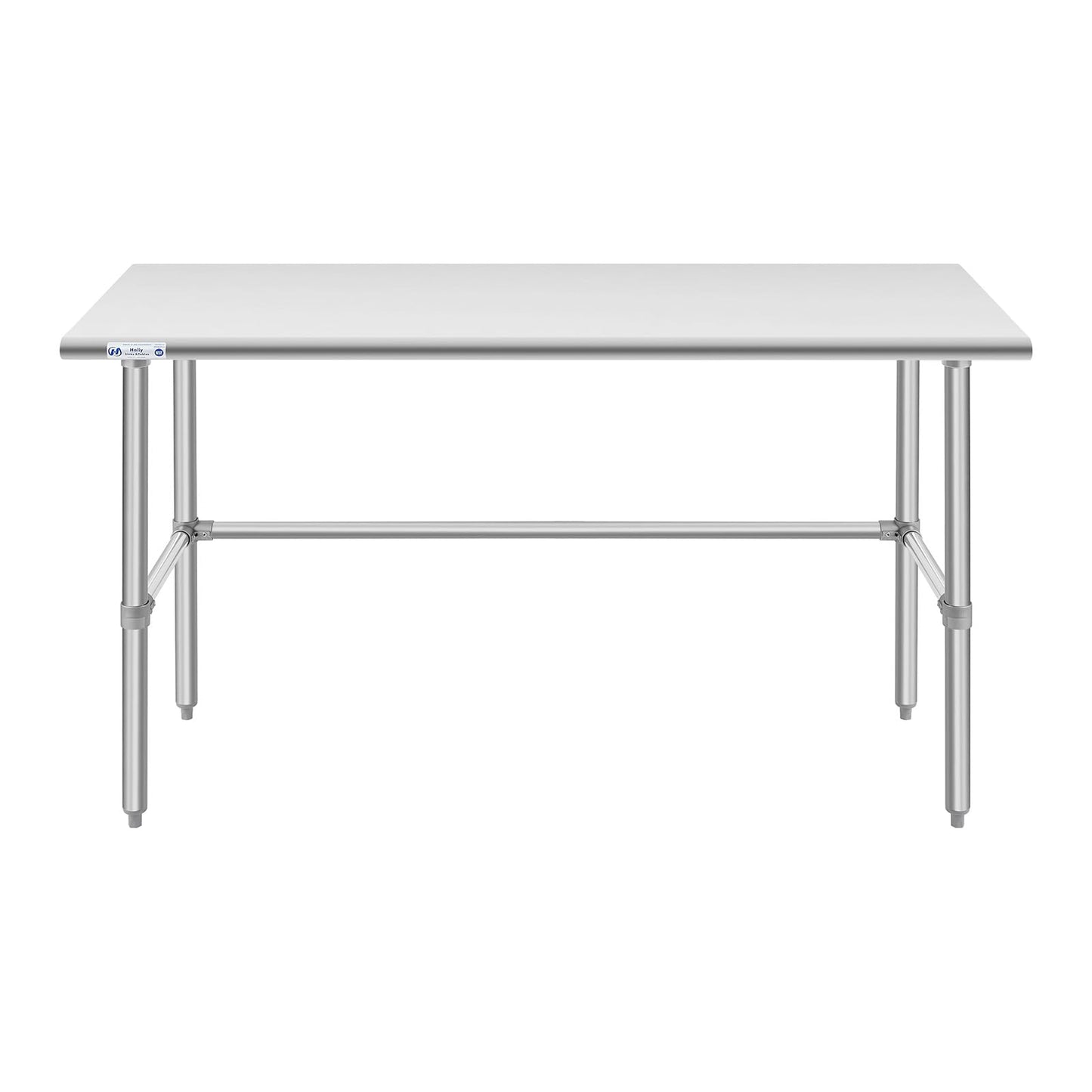 Hally Open Base Stainless Steel Table 24 x 60 Inches, NSF Commercial Heavy Duty Prep & Work Table with Galvanized Legs for Restaurant, Home and Hotel