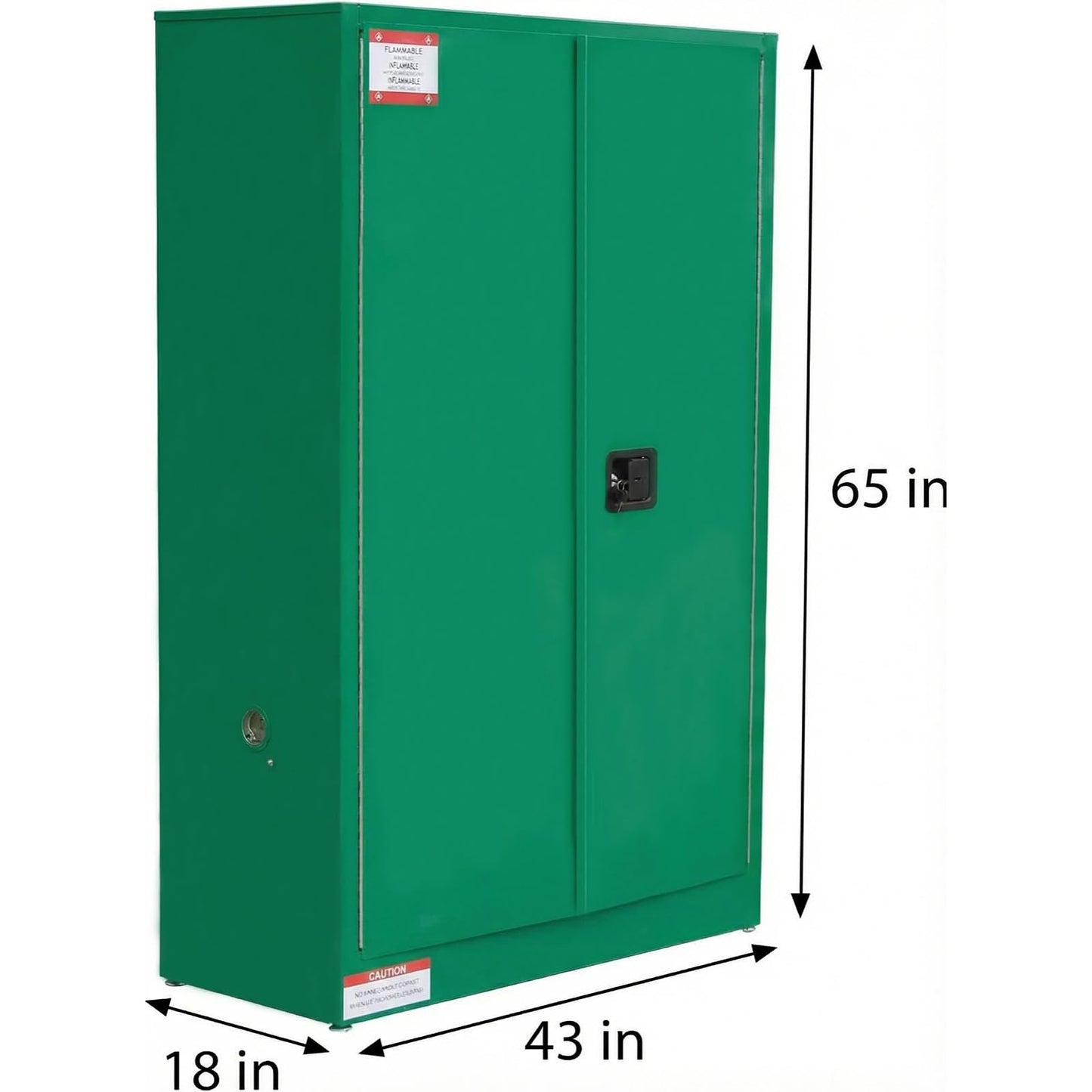 45 Gallon Flammable Safety Cabinet, Industrial Yellow Steel Storage for Flammable Liquids, 2 Adjustable Shelves, Double-Wall Fireproof Cabinet with Manual Close Doors & Vents - Green