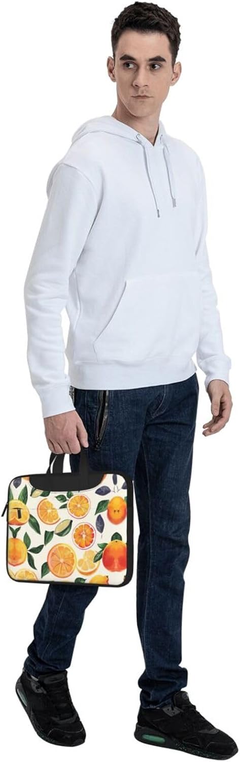 JIPOFD citrus fruit pattern Print Structured Laptop Bag Oxford Cloth Briefcase Padded Shoulder Case with Front Pockets