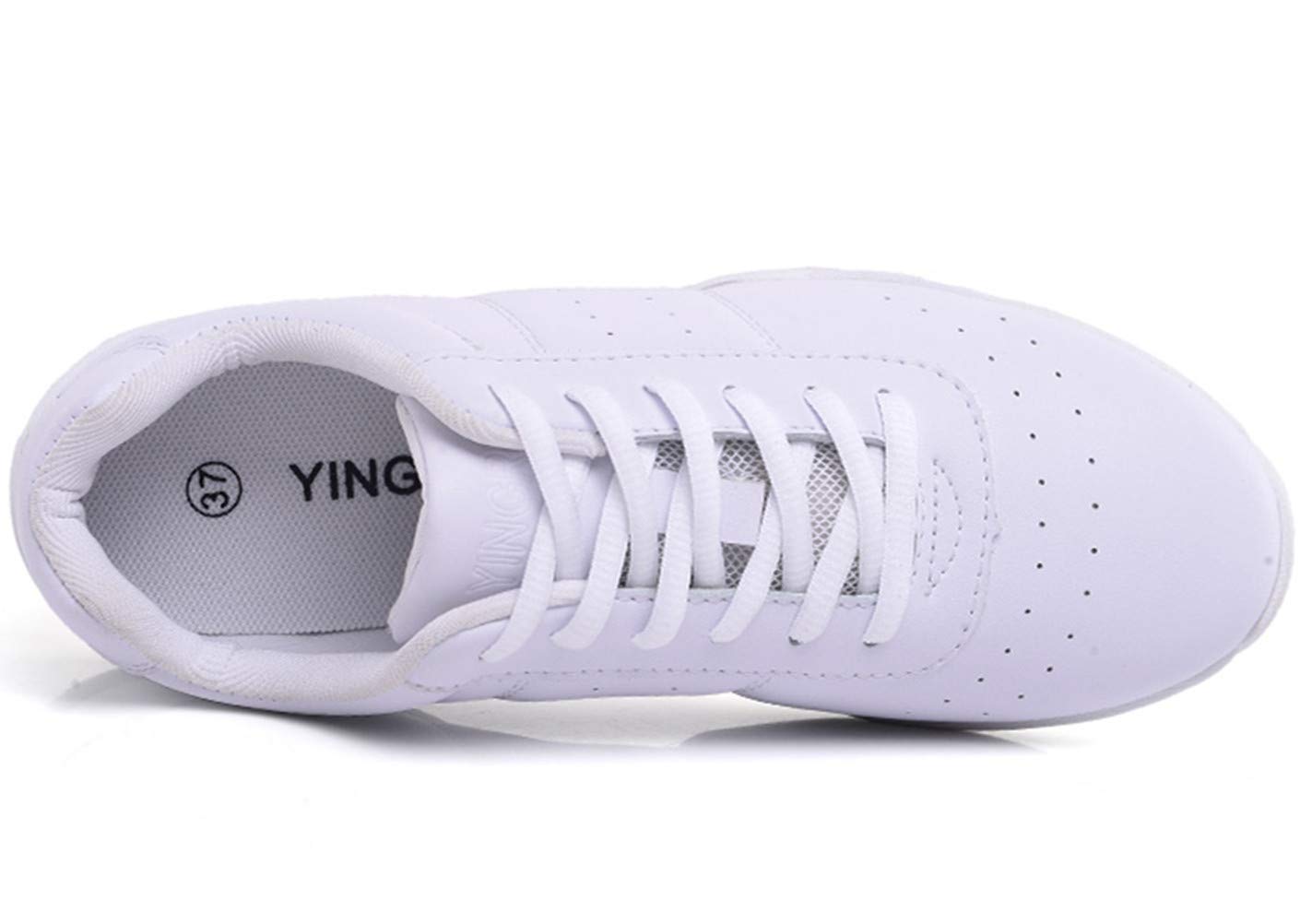 DADAWEN Adult & Youth White Cheerleading Shoe Athletic Sport Training Competition Tennis Sneakers Cheer Shoes White US Size 5/EU Size 36