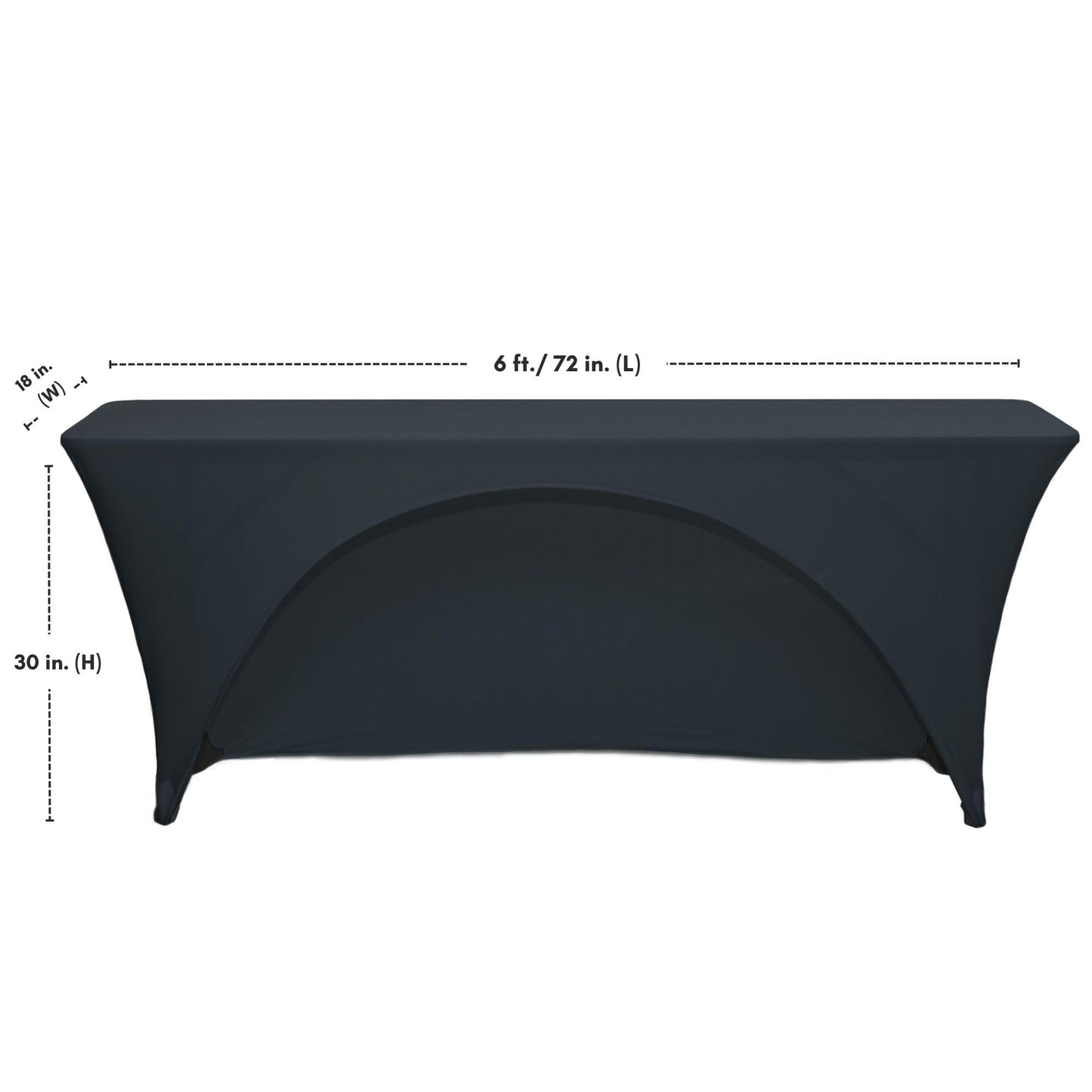 YOUR CHAIR COVERS - Spandex 6 Ft x 18 Inches, Narrow Classroom Open Back Rectangular Training Stretch Tablecloth - Black